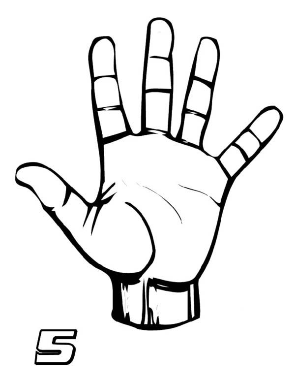 Finger Number 5 Coloring Page : Bulk Color in 2020 | Coloring pages, Color,  Online coloring
