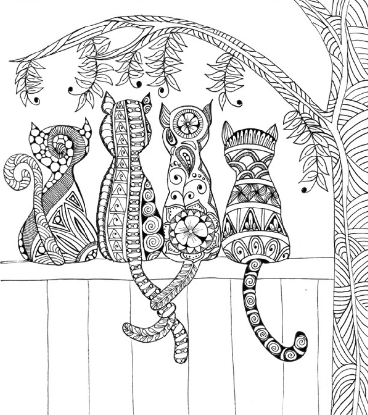 Cats on a Fence Coloring Page | FaveCrafts.com