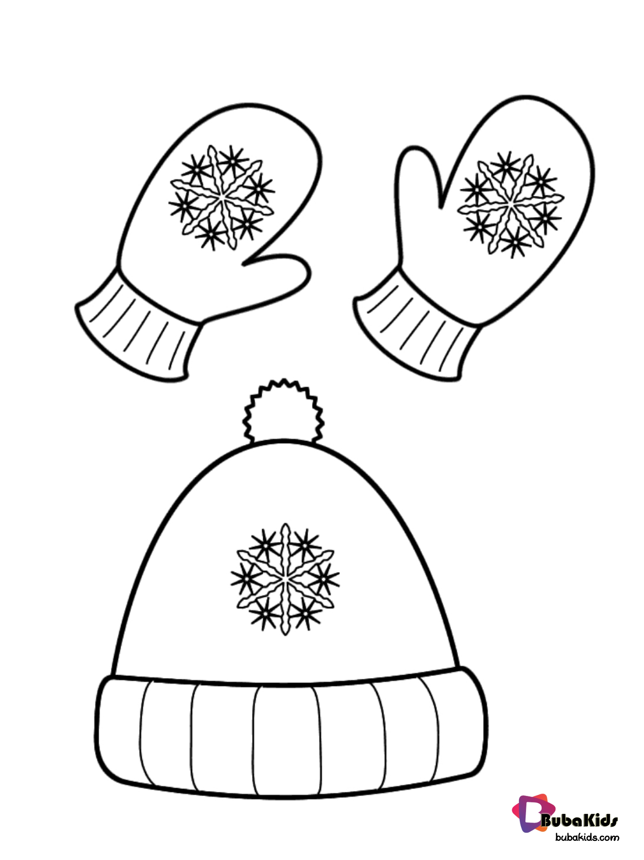 Free Winter hat and gloves coloring page. in 2020 | Coloring pages ...