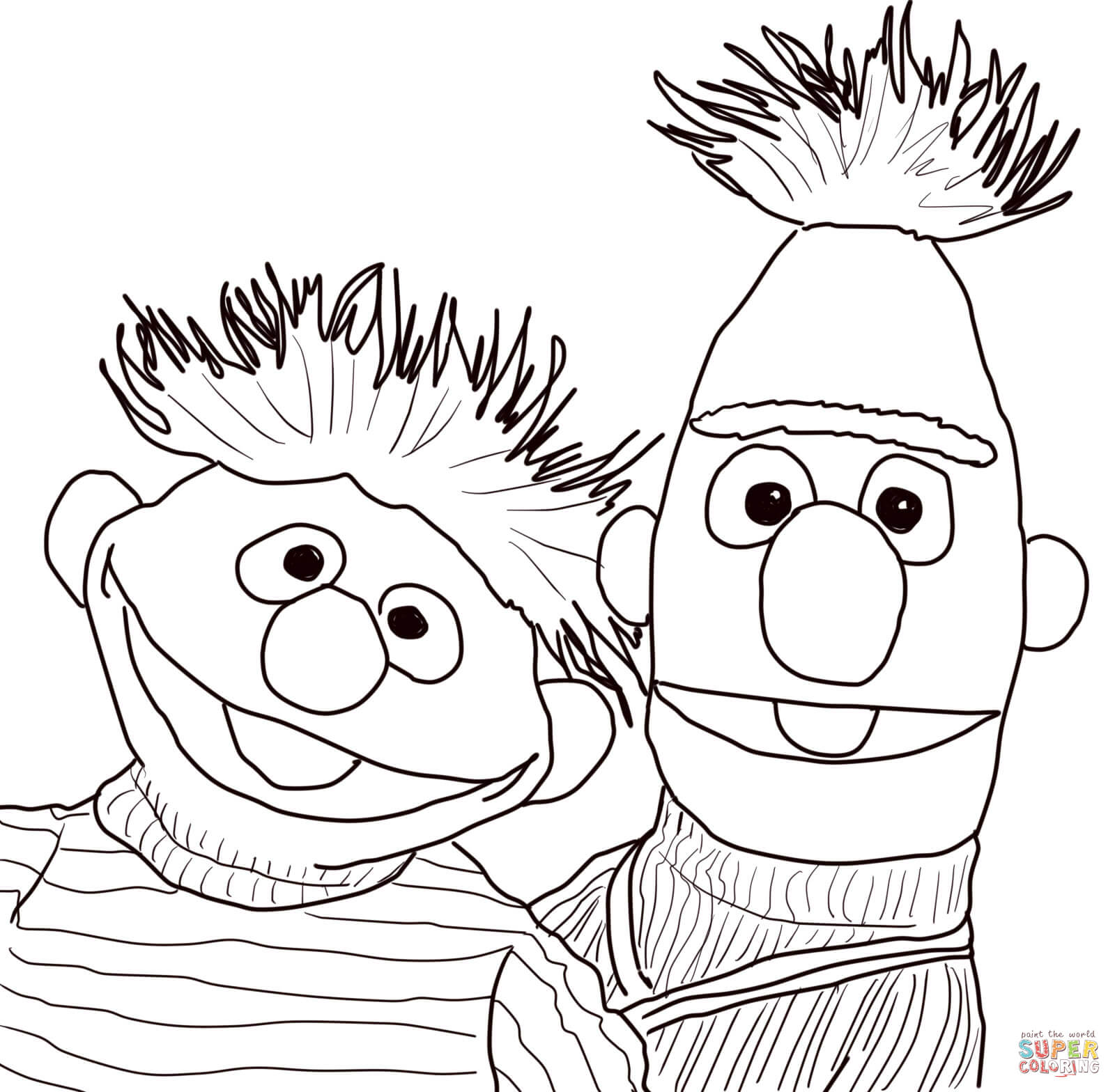 Bert, Ernie and Rubber Duckie coloring page | Free Printable ...