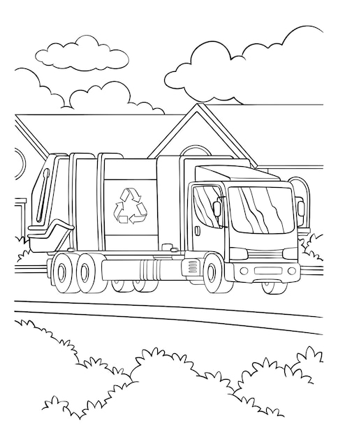 Premium Vector | Garbage truck coloring page for kids