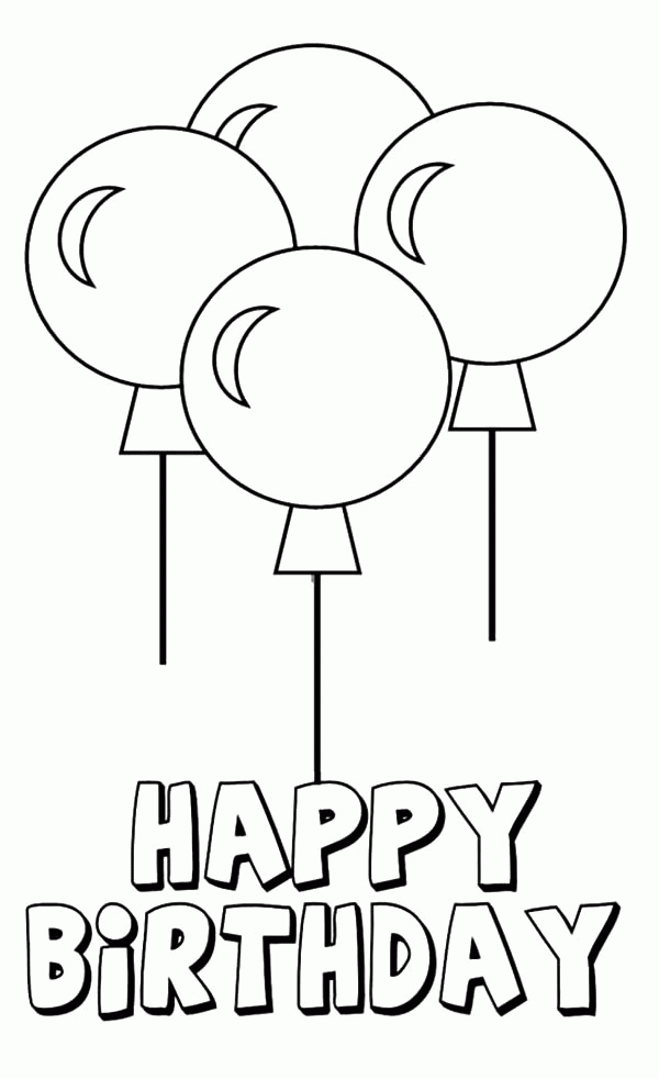 Four Beautiful Birthday Party Balloons Coloring Pages: Four ...