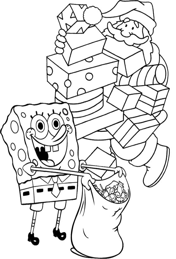 Present Christmas Spongebob Coloring Page - Coloring Home