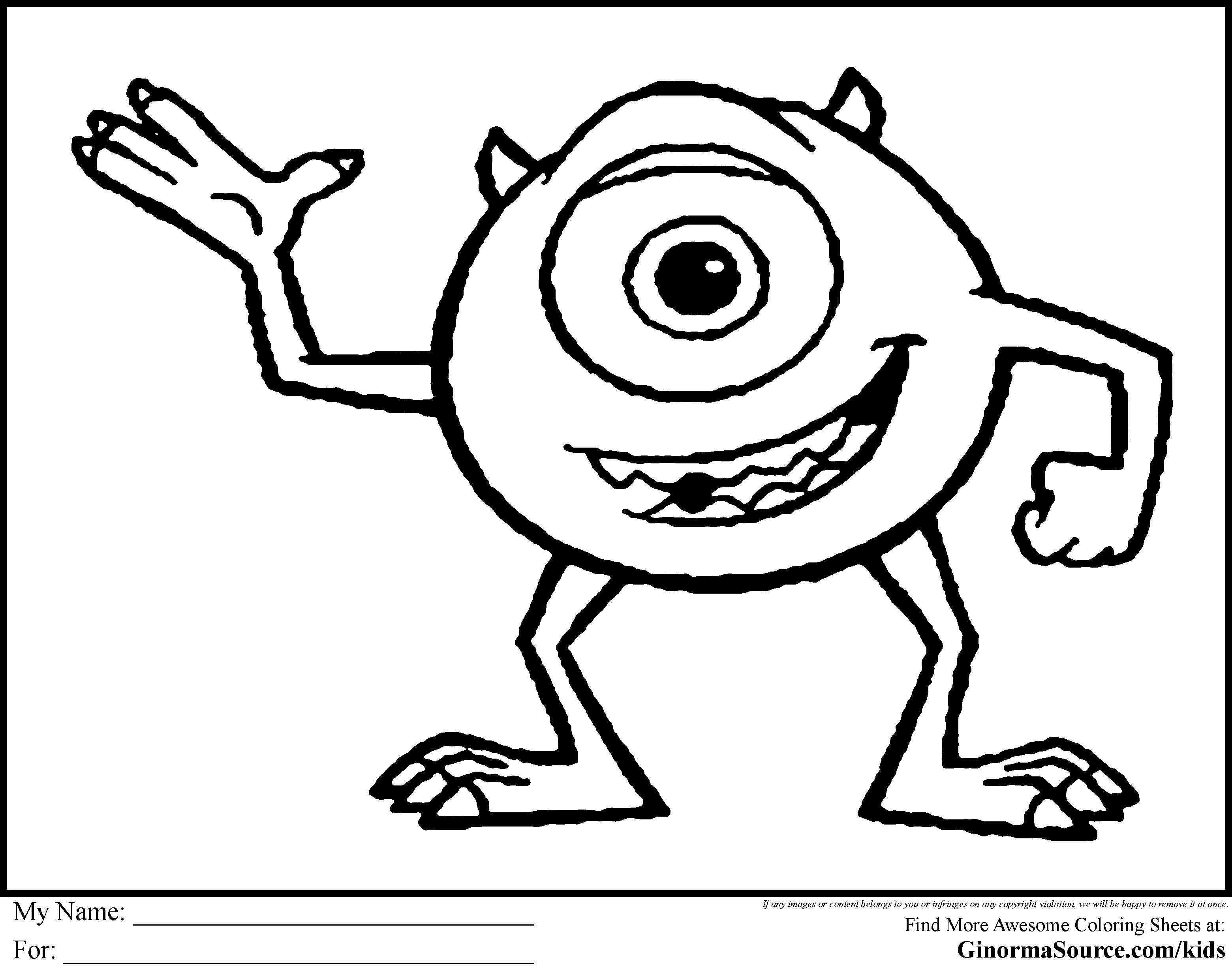Monsters Inc Coloring Pages Mike Party Ideas - Colorine.net | #4347