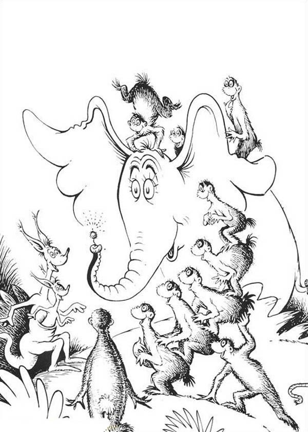 All Horton Hears A Who Chracters Amazed By Horton Flower Coloring Page