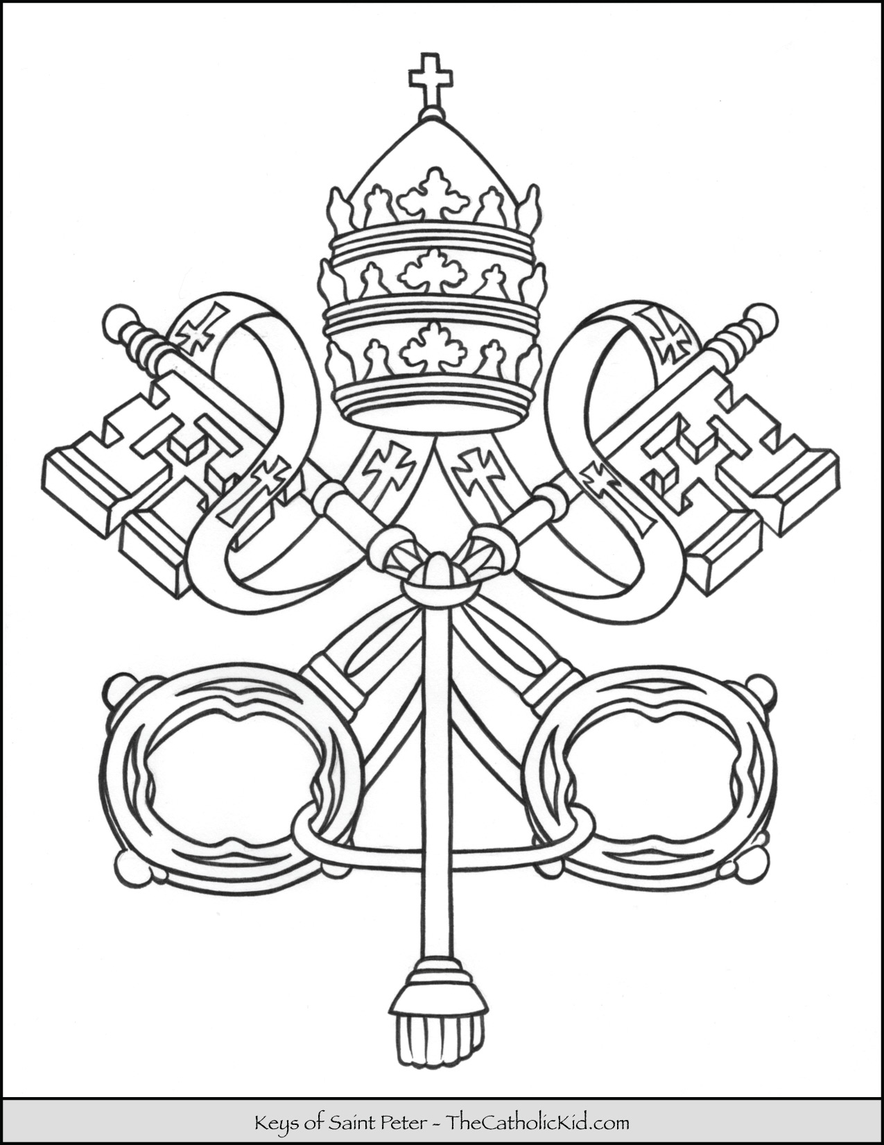 Keys of Saint Peter Coloring Page - TheCatholicKid.com