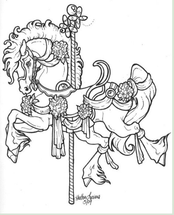 Carousel horse | Horse coloring pages, Horse coloring, Coloring pages