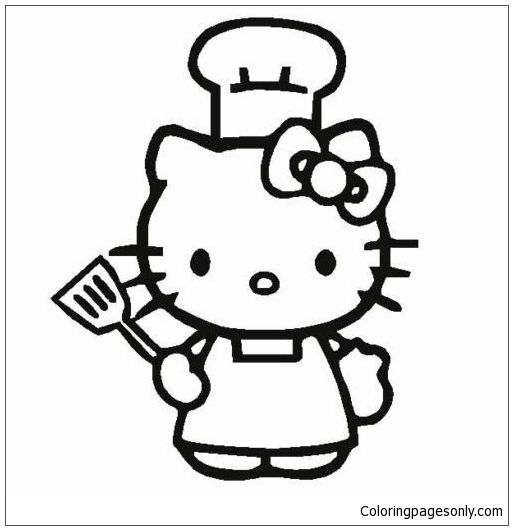 Hello Kitty In Cook Costume Coloring Page - Free Coloring Pages Online