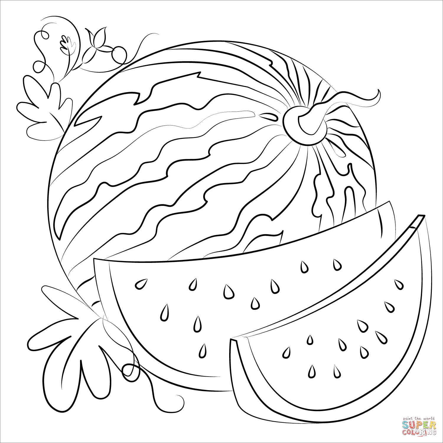 Watermelon coloring page | Free Printable Coloring Pages