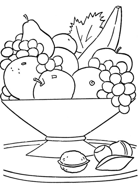 Fresh Fruit In The Basket Coloring Page | Fruit coloring pages ...