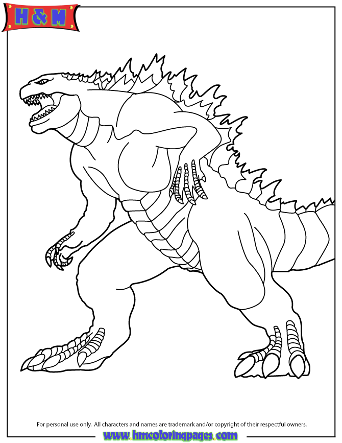 Free Printable Godzilla Coloring Pages | H & M Coloring Pages