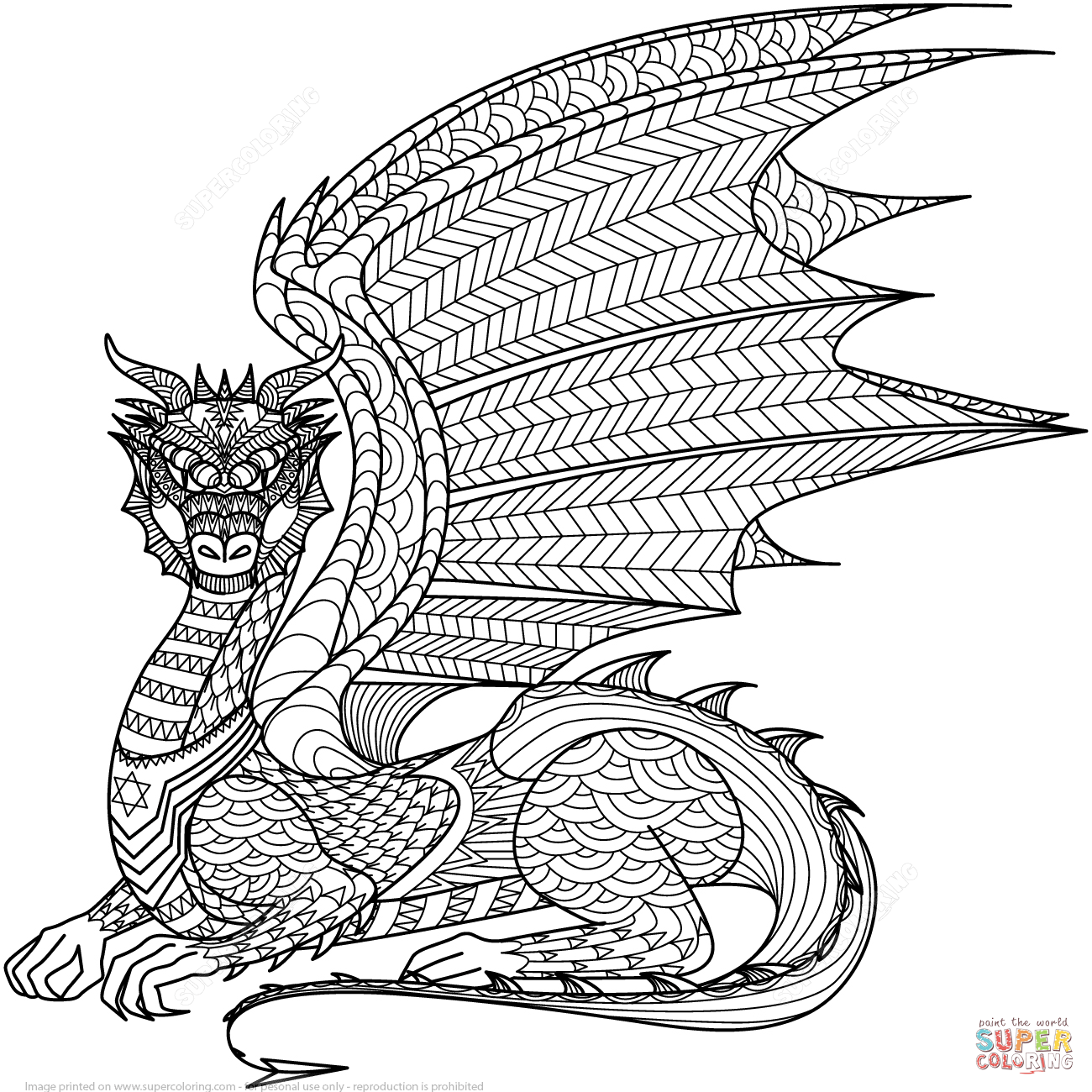 Dragon Zentangle Coloring Page | Free Printable Coloring ...