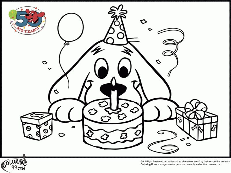 Printable Happy Birthday Coloring Pages With Dogs - Coloring Home