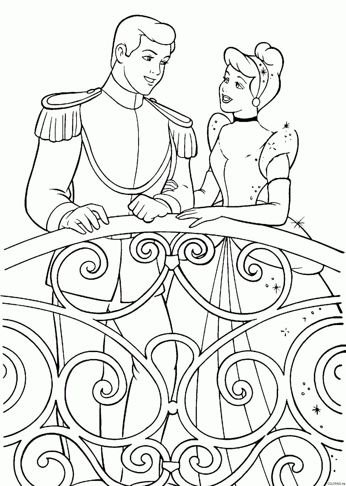 Cinderella And Prince Dancing Coloring Pages