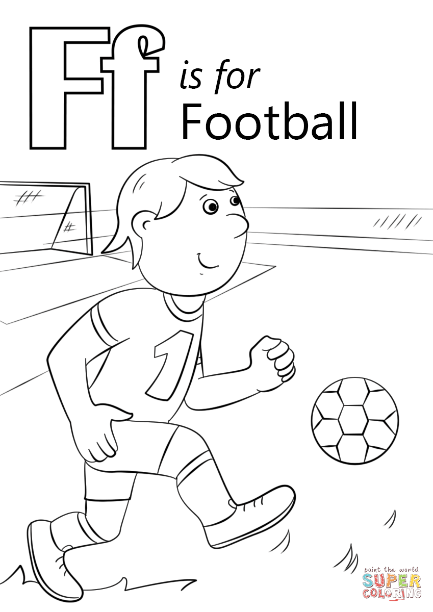 Letter F is for Football coloring page | Free Printable Coloring Pages