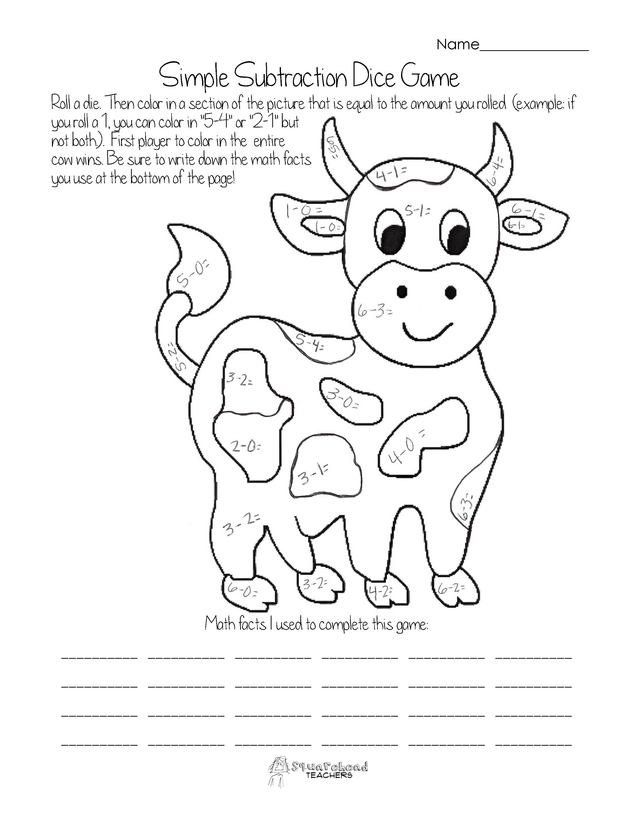 Subtraction Coloring Pages - Coloring Home