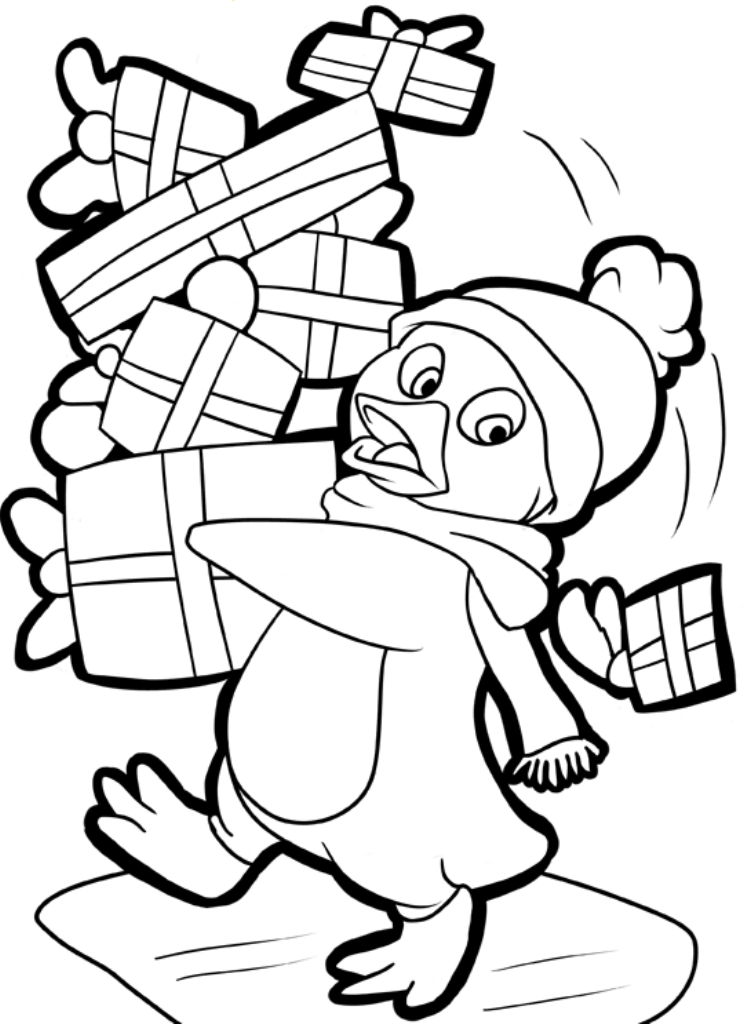 Penguin And Presents Free Coloring Pages For Christmas | Christmas ...