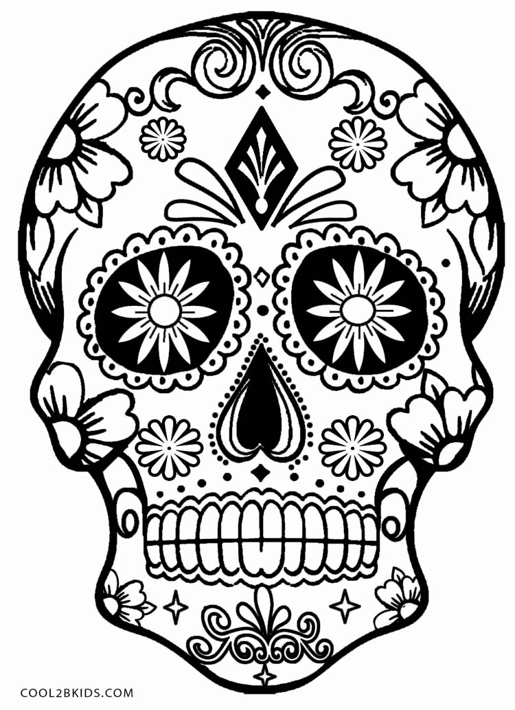 Skull Coloring Sheet - Coloring Pages for Kids and for Adults