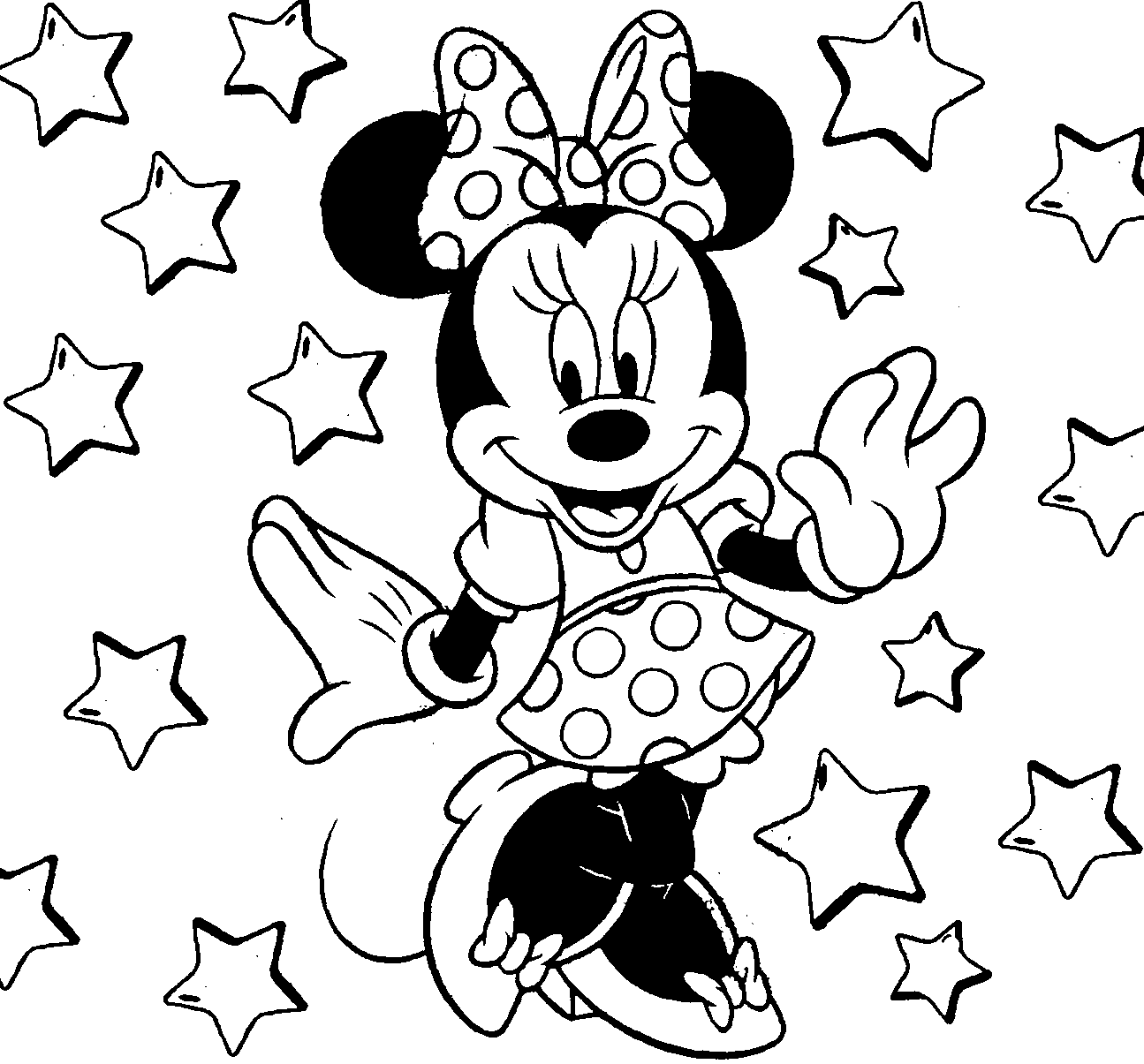 Beautiful Minnie Mouse Disney Cartoon For Kid Coloring Drawing ...