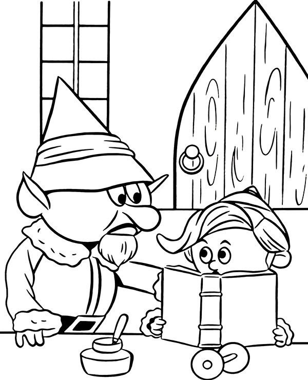 Christmas coloring pages elves house ...