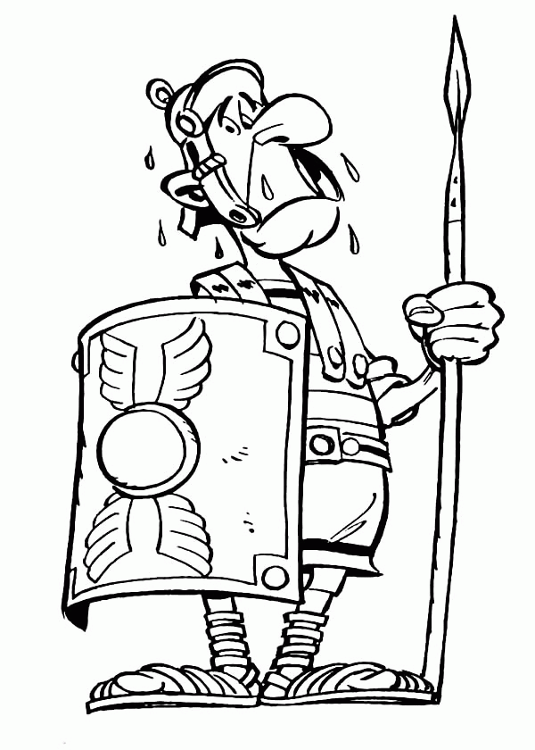 A Figure of Roman Soldier in Comic Coloring Page