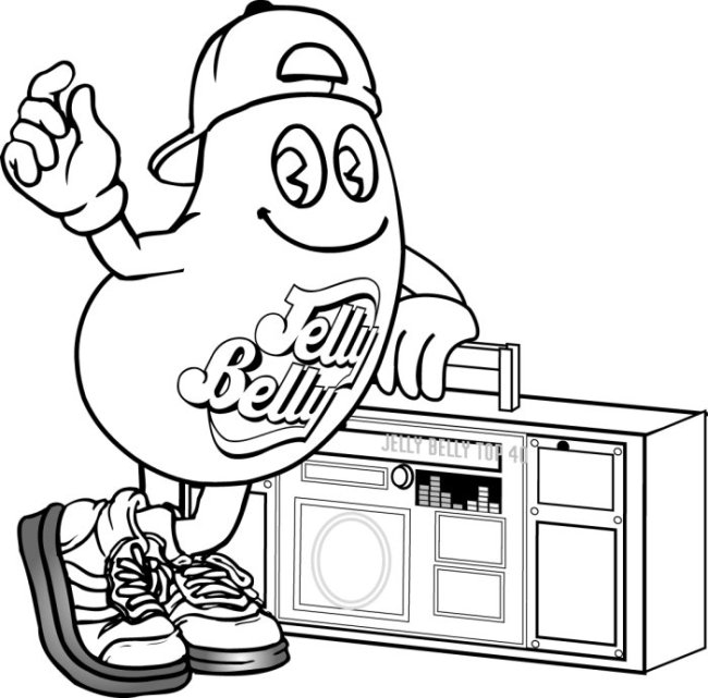 Jelly Bean Boombox Coloring Page