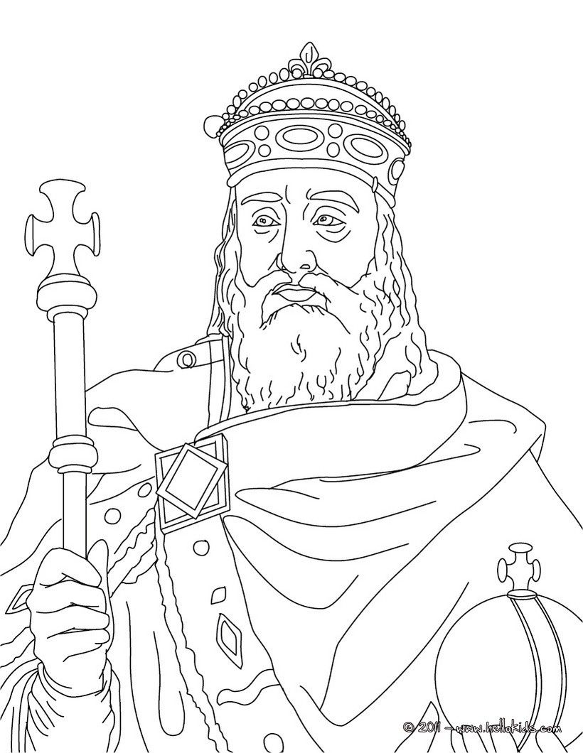 FRENCH KINGS AND QUEENS coloring pages - KING CHARLEMAGNE