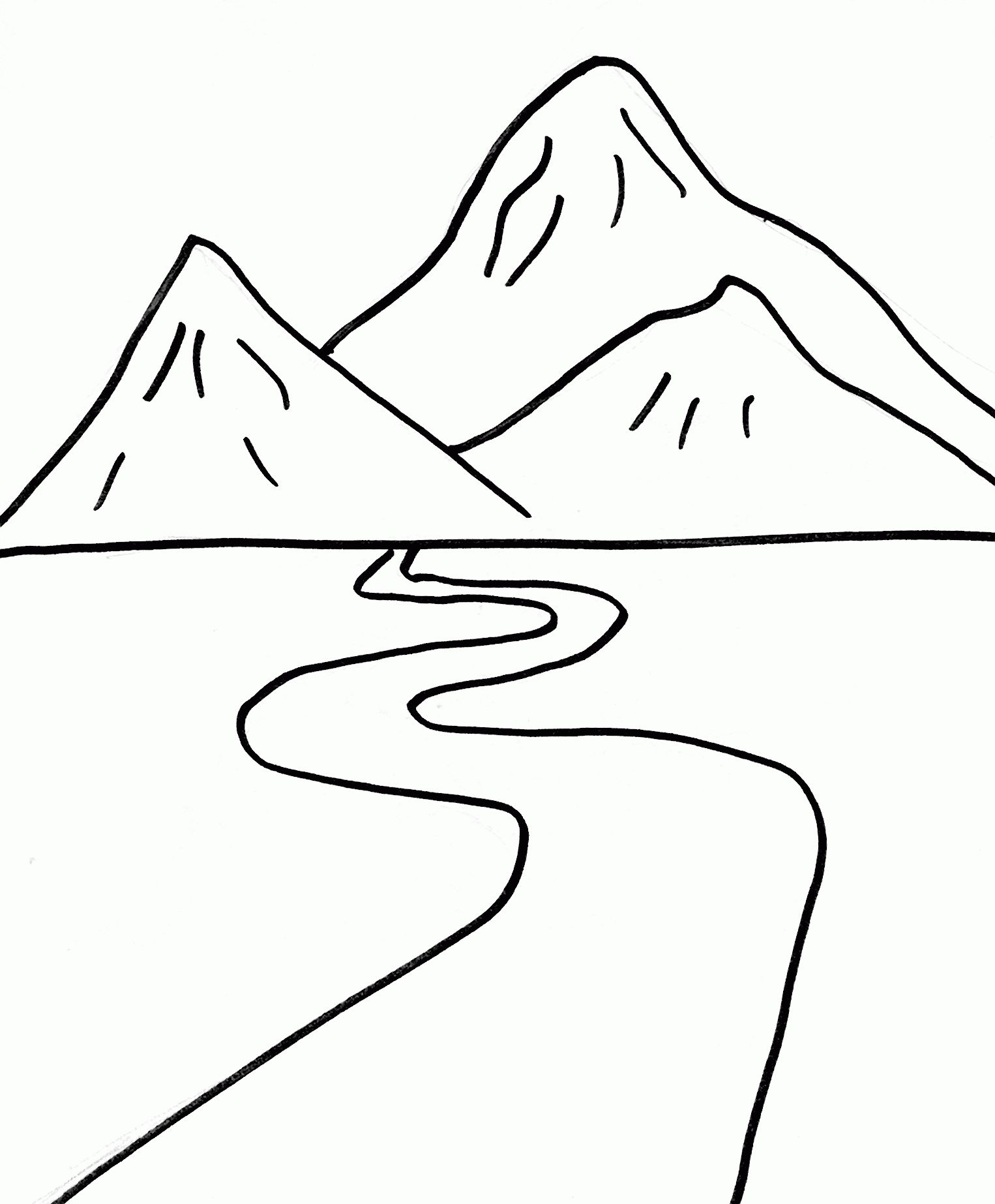 7 Pics Of Color Mountain Coloring Pages Mountain Scene Coloring