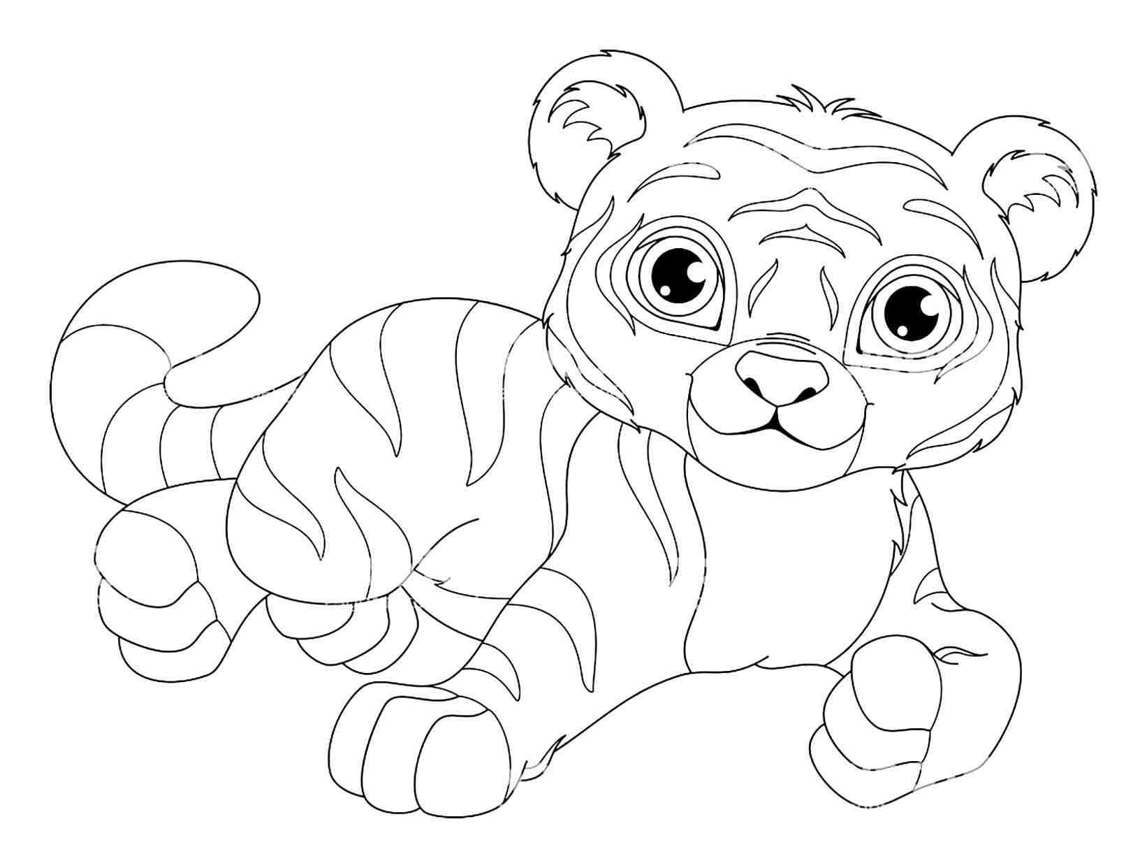 Cute baby tiger with big round eyes Coloring Pages - Tiger Coloring Pages - Coloring  Pages For Kids And Adults