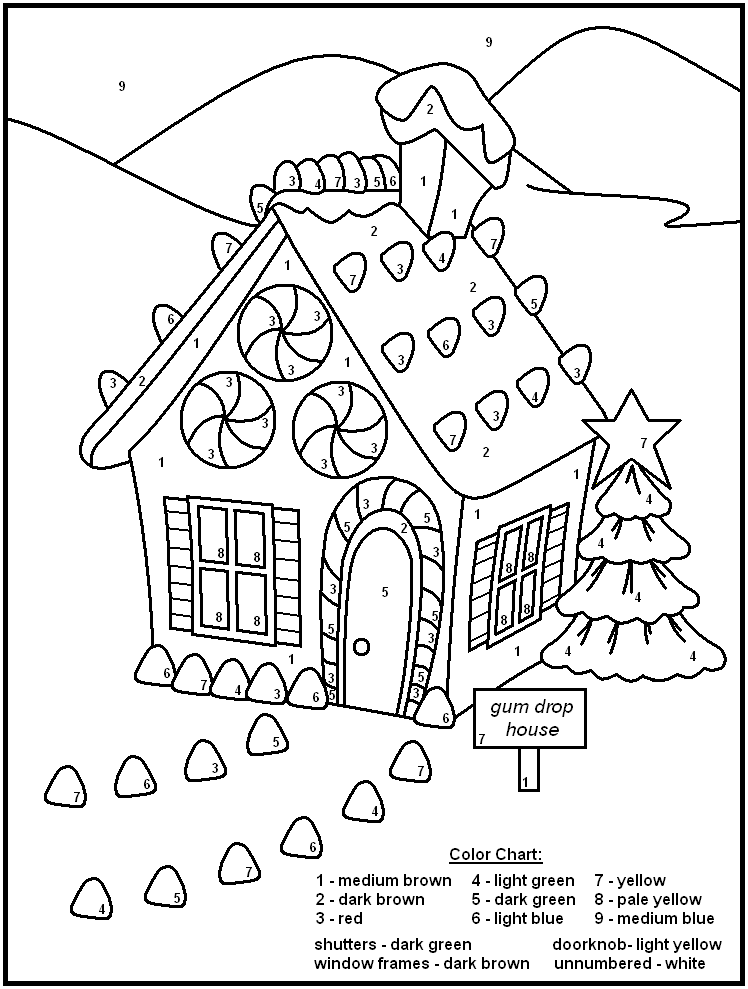 Christmas Color By Number - Coloring Pages for Kids and for Adults