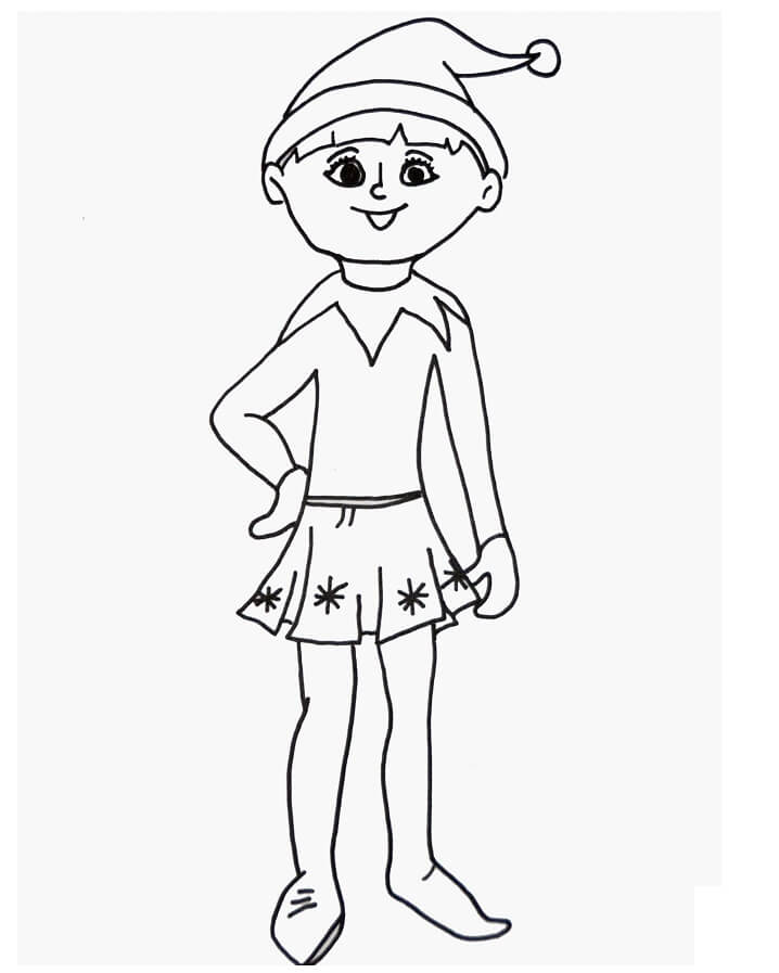 Smiling Elf on the Shelf Coloring Page - Free Printable Coloring Pages for  Kids