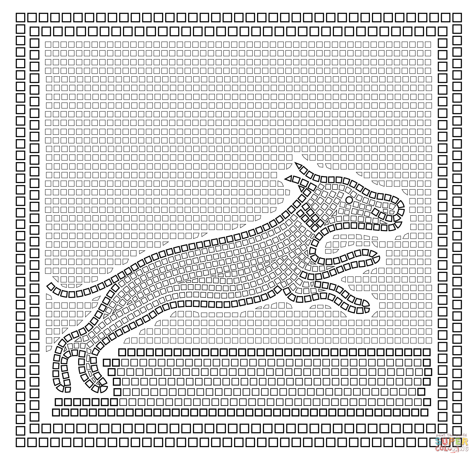 Roman Mosaic with a Hunting Scene coloring page | Free Printable ...