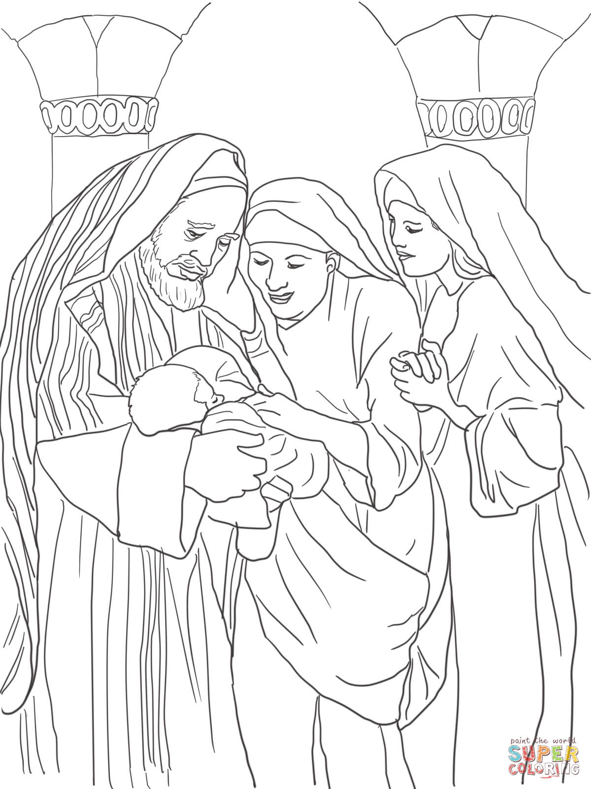 Zechariah Elizabeth Baby John Baptist Coloring Page