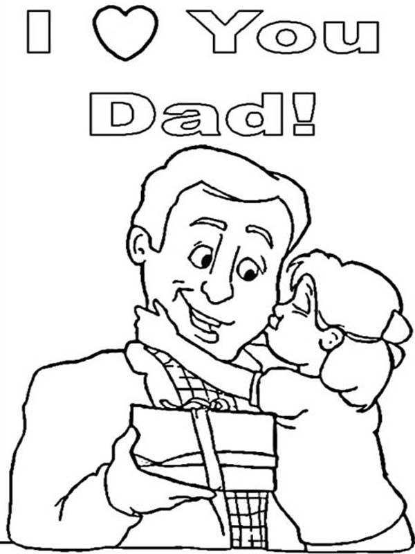 Daughter Kiss Father on Fathers Day Coloring Page - Free ...