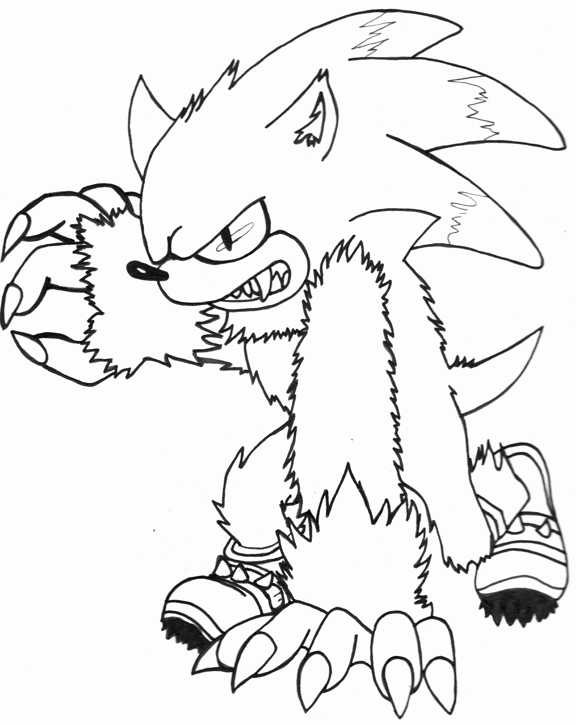 Printable Dark Sonic Coloring Pages : Power Of Sonic Coloring Page