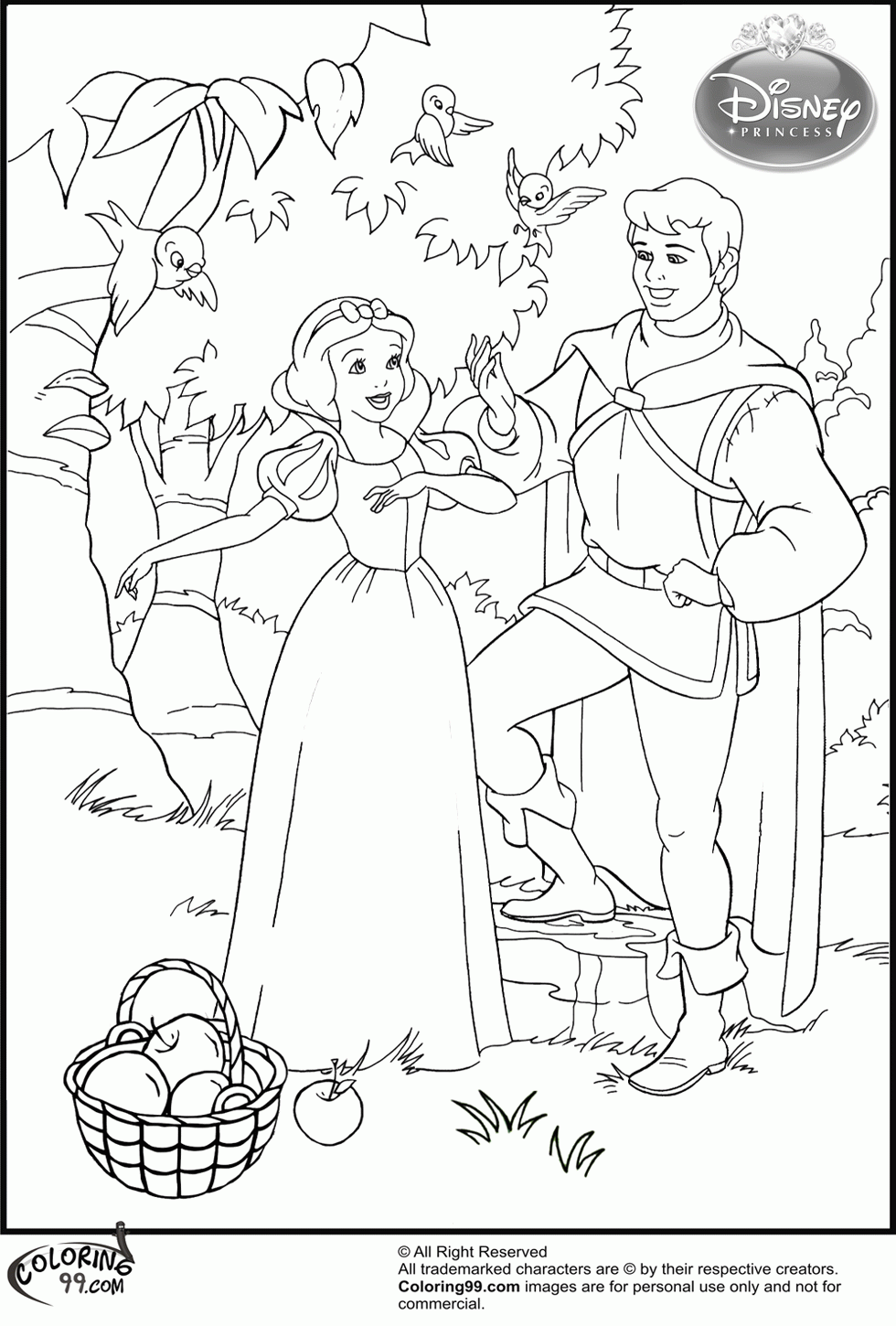 Snow White and The Prince Coloring Pages | Team colors