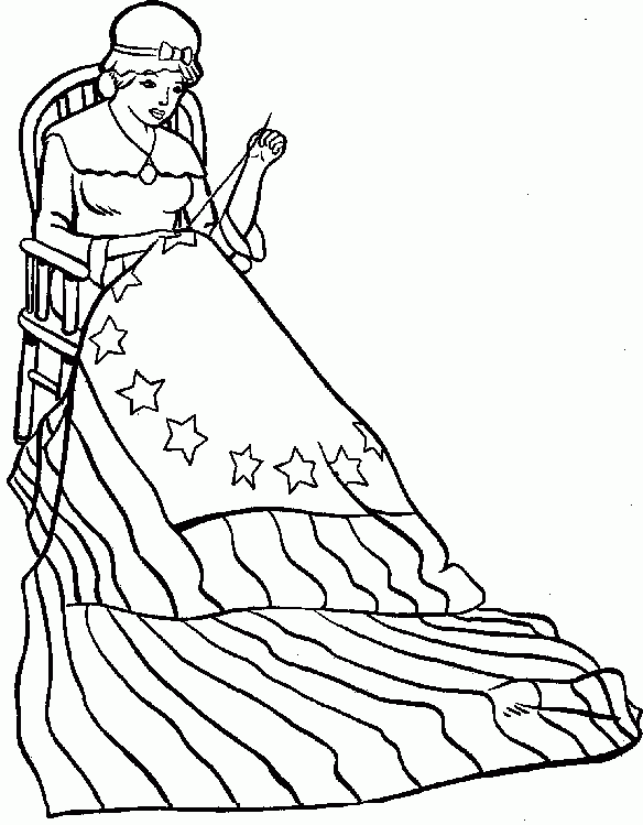 Betsy Ross Flag Coloring Page