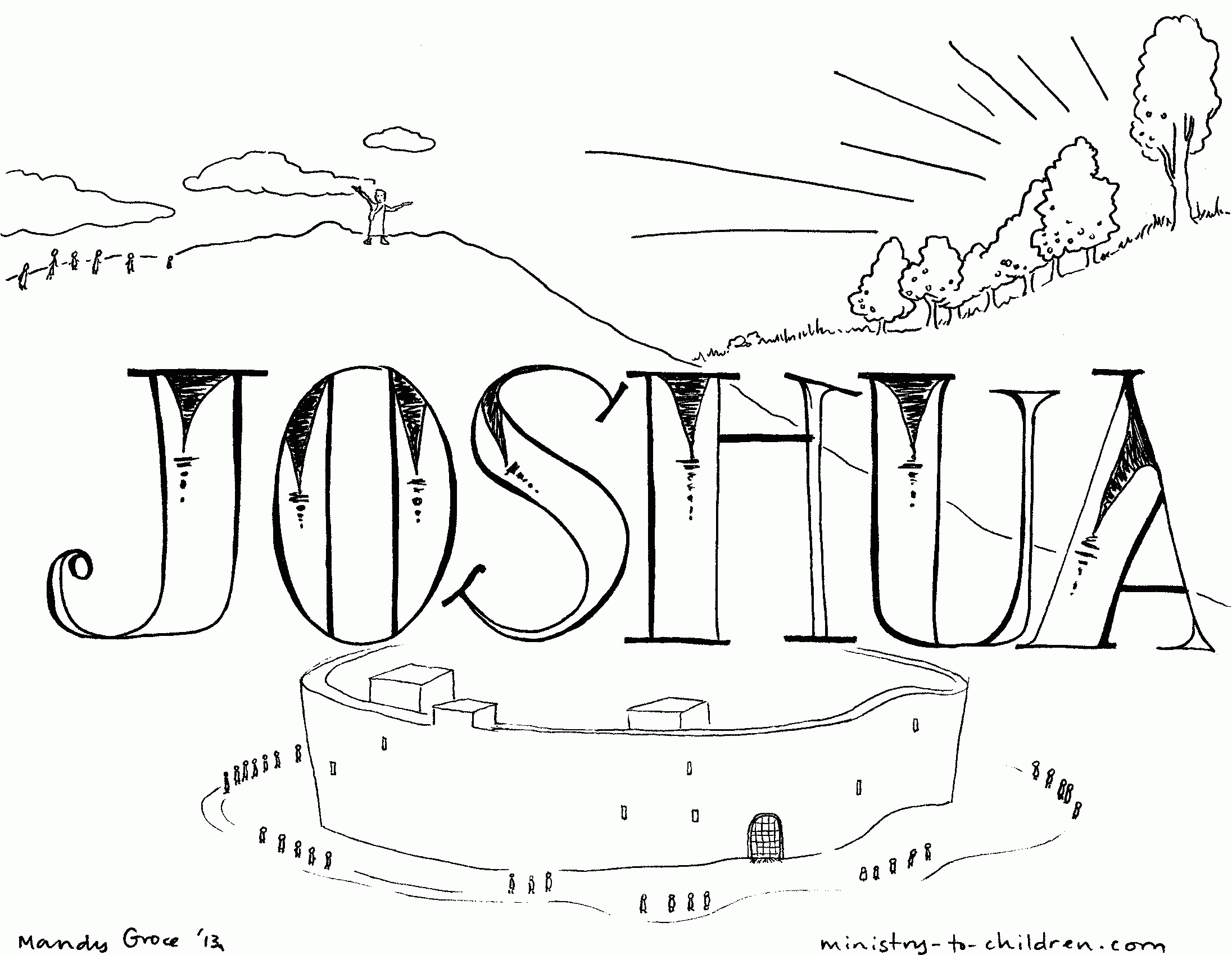Book of Joshua" Bible Coloring Page for Children