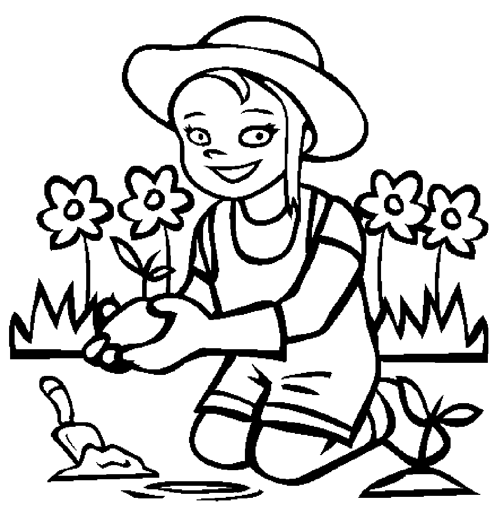 Kids Gardening Coloring Pages - Coloring Home