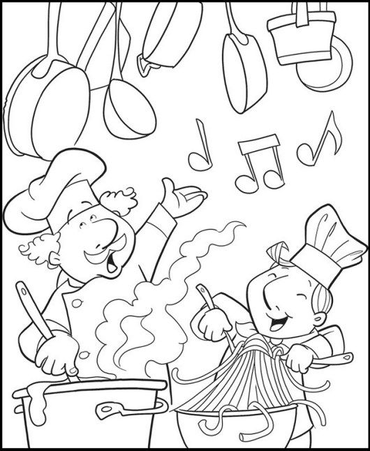 fun chef cooking in the kitchen coloring page | Food coloring pages, Coloring  pages, Coloring pages for kids