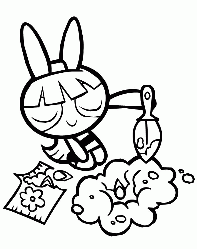 Blossom Powerpuff Girls And Rabbits Coloring Pages - Powerpuff 