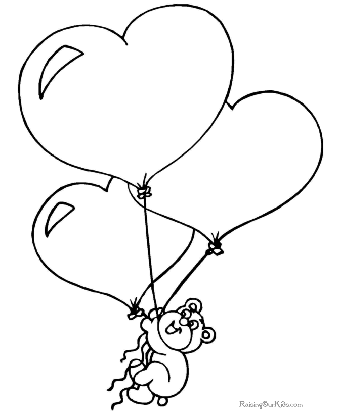 transmissionpress: 3 Valentine Ballon Hearts Coloring Pages