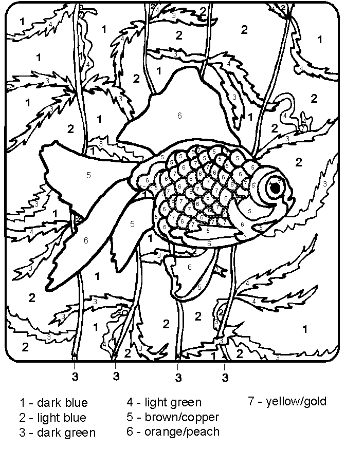 Fish on the Water - Color by Number Coloring Page
