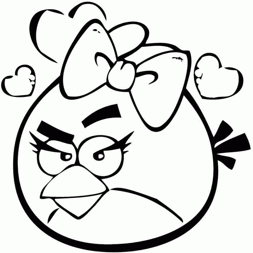 Coloring Pages Cartoon Angry Bird Valentine Printable Free For 