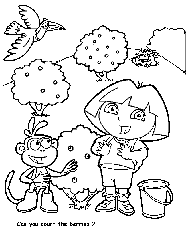 Dora With Car Coloring: Dora The Explorer Coloring Pages For Kids