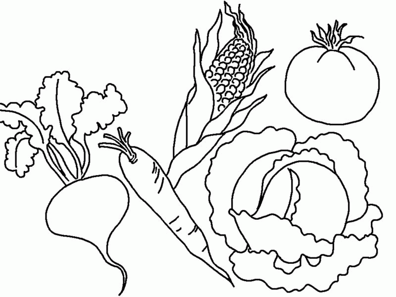 Fruit And Vegetable Coloring Page - Coloring Home