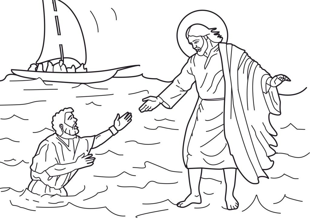 Jesus Walks On Water Coloring Page - Free Coloring Pages For 