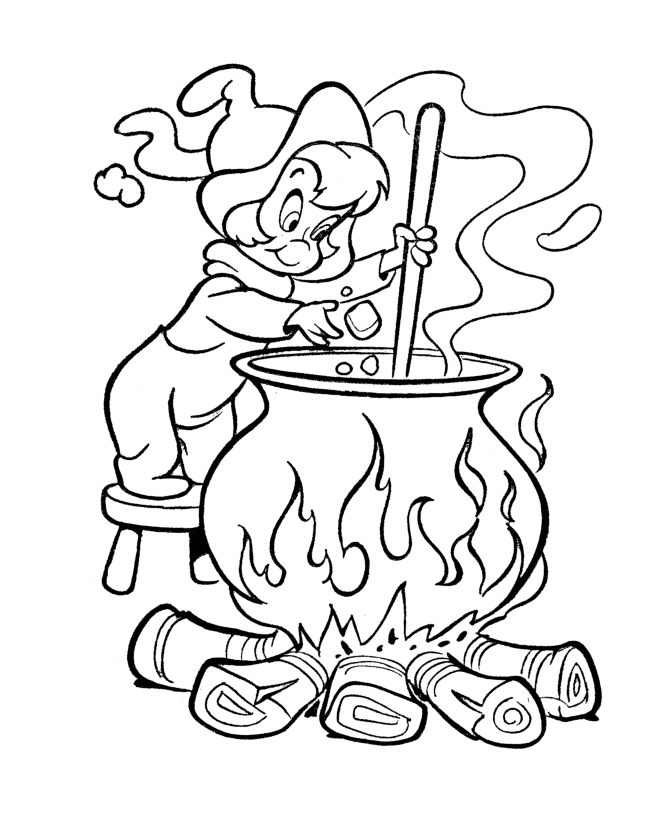 Wendy Witch stiring a Cauldron for Halloween