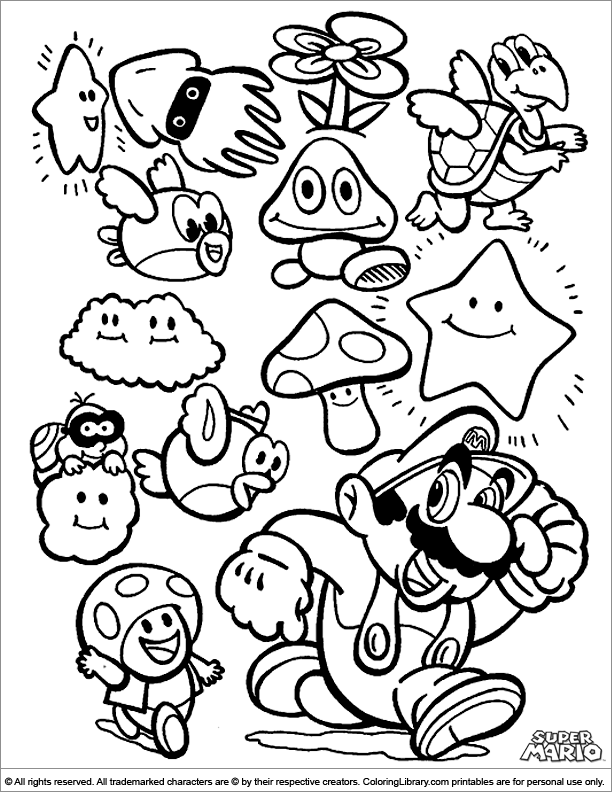 Super Mario Brothers Coloring Picture Coloring Home