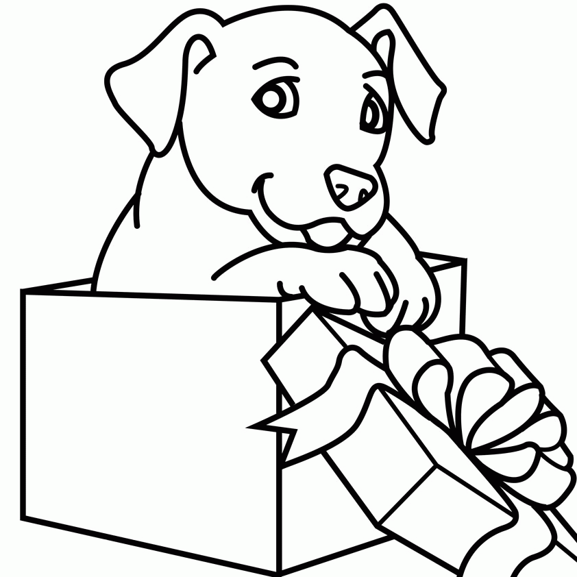 CHRISTMAS DOG Colouring Pages (page 2)